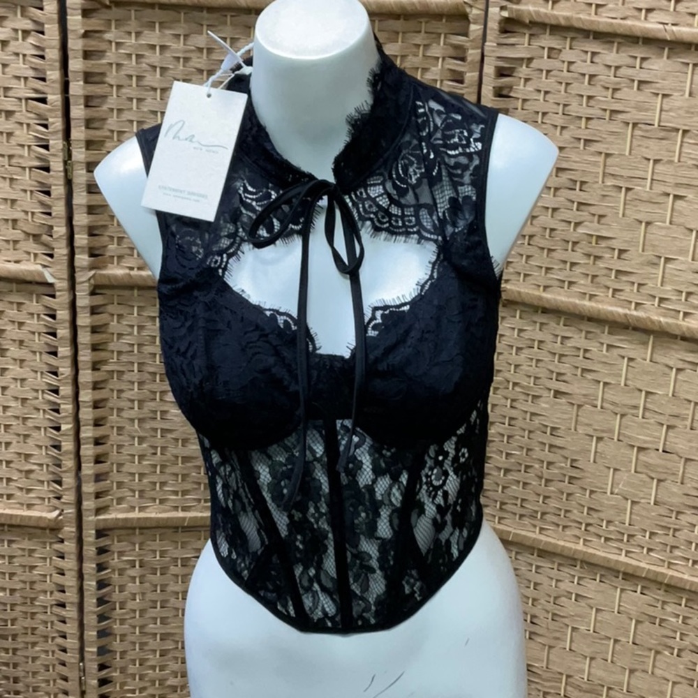 Black Lace High-Neck corset crop top - Women Intimates